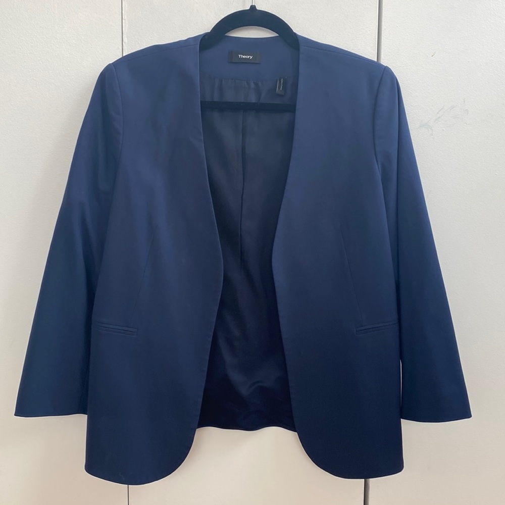 Theory - Blue Collarless Blazer - size 10
